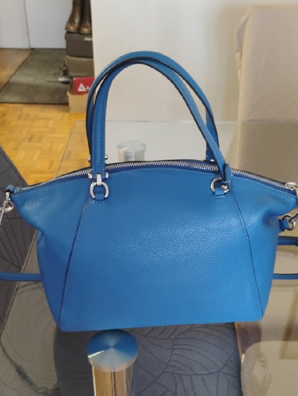 Coach Blue Pebbled Leather Crossbody Bag - Picture 2 of 8